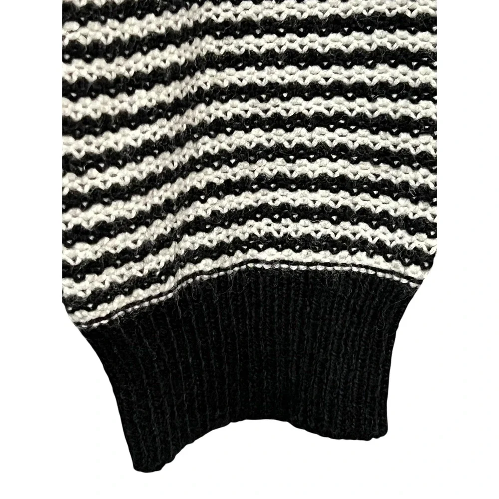 Lane Bryant Sweater Womens 18/20 Black White Stripe‎ Open Front Cardigan Knit